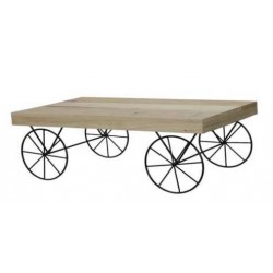 ESPOSITORE IN LEGNO CON RUOTE METALLO NERO 65x38x24,5cm