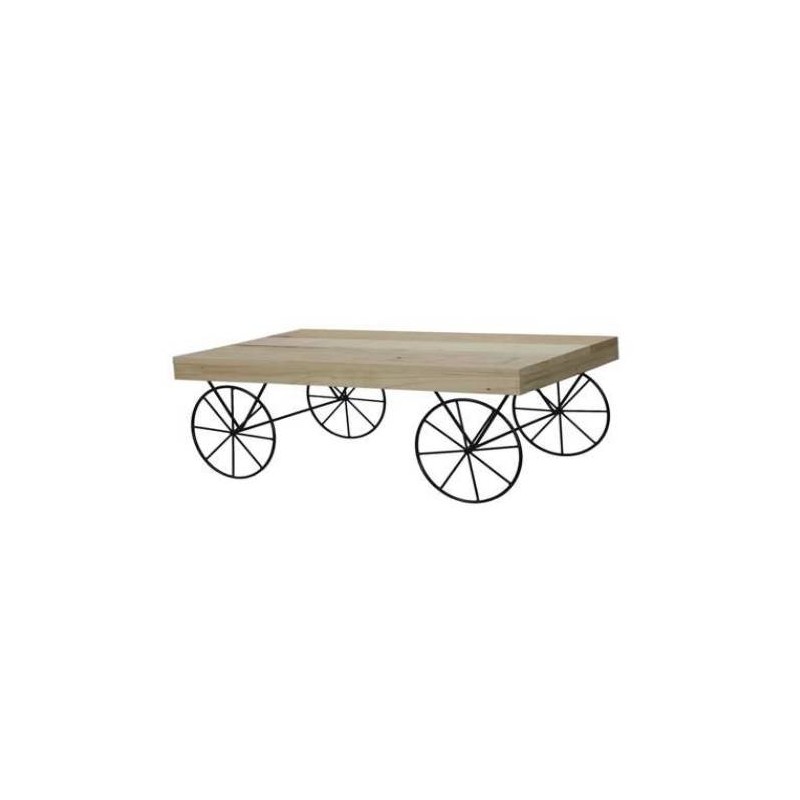 ESPOSITORE IN LEGNO CON RUOTE METALLO NERO 65x38x24,5cm