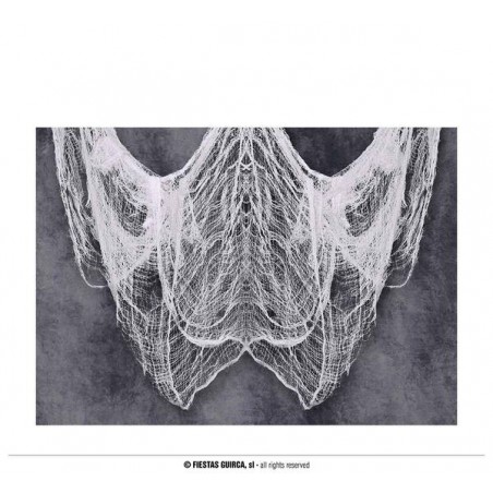 TELO IN STOFFA BIANCO EFFETTO RAGNATELA 200x500cm