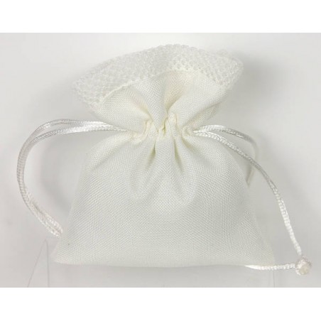 SACCHETTO TESSUTO CON TIRANTE 11x9cm AVORIO 12pz