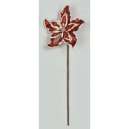 STELLA DI NATALE C/GLITTER ROSSO ø5cm 12pz