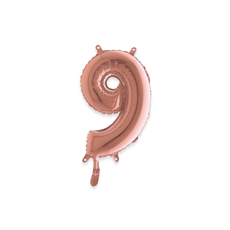 PALLONE NUMERO 9 MYLAR 36cm ROSE GOLD