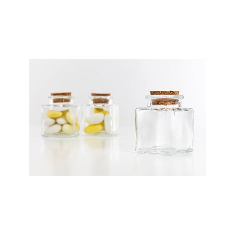 BARATTOLO QUADRATO TAPPO IN SUGHERO 50ml H3128