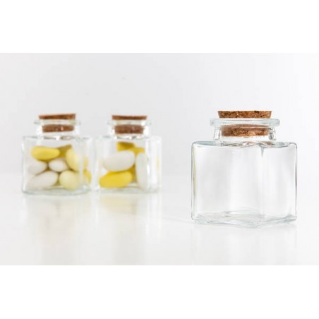 BARATTOLO QUADRATO TAPPO IN SUGHERO 50ml H3128