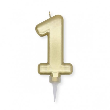 CANDELINA NUMERO 1 PLUMP ORO METAL 10cm