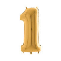 PALLONE NUMERO 1 MYLAR 102cm 40 ORO