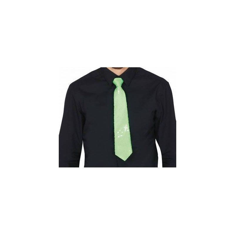 CRAVATTA 37cm PAILETTES VERDE NEON