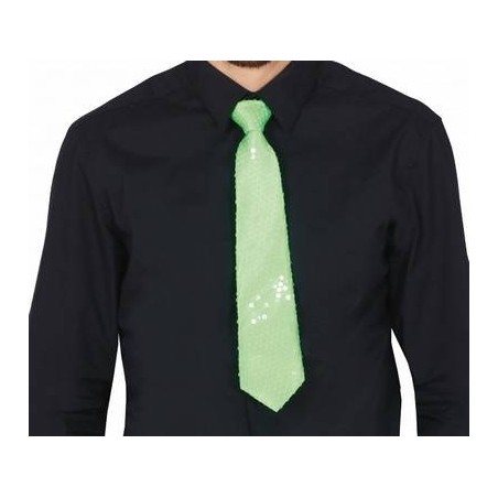 CRAVATTA 37cm PAILETTES VERDE NEON
