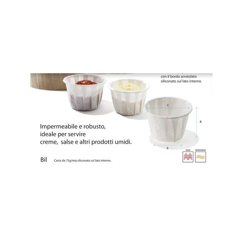 PIROTTINO IN CARTA SILICONATA PER SALSA 150pz 29x29x45mm