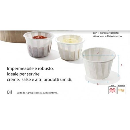 PIROTTINO IN CARTA SILICONATA PER SALSA 150pz 29x29x45mm