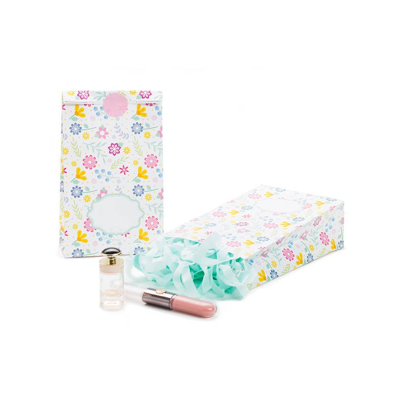 SACCHETTI CARTA FIORI CON BASE 12x21cm 8pz