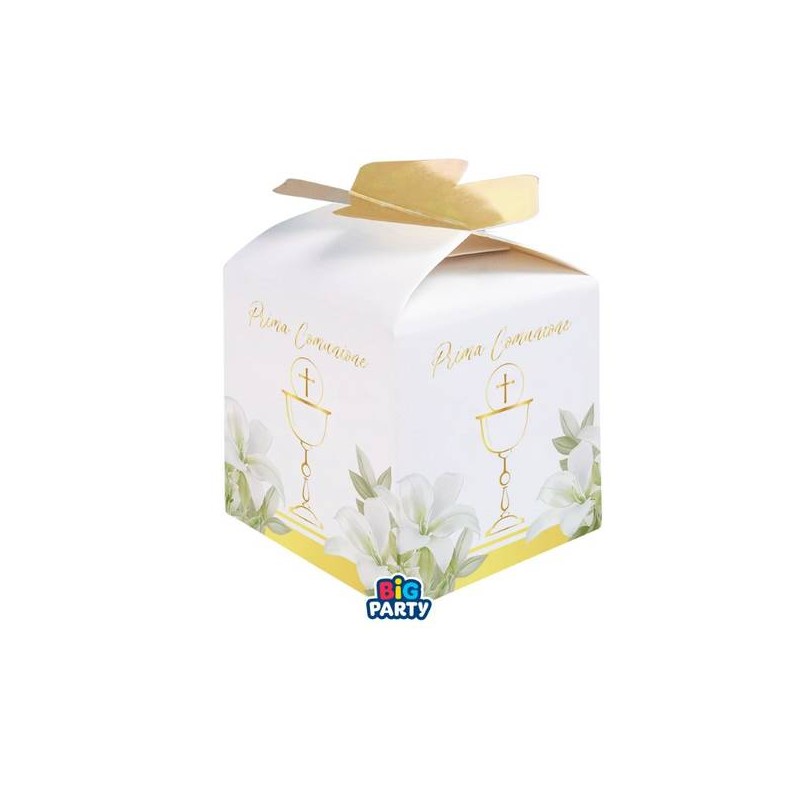 SCATOLINA CUBETTO PORTACONFETTI 5x7x5cm COMUNIONE GEOMETRIC 10pz