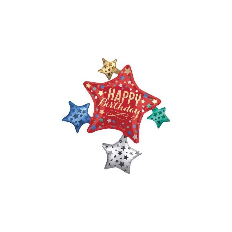 PALLONE MYLAR BIRTHDAY SATIN STAR 81x88cm