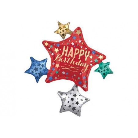 PALLONE MYLAR BIRTHDAY SATIN STAR 81x88cm
