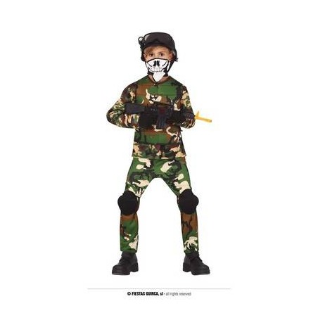 COSTUME MILITARE MIMETICO BIMBO 7 - 9 ANNI