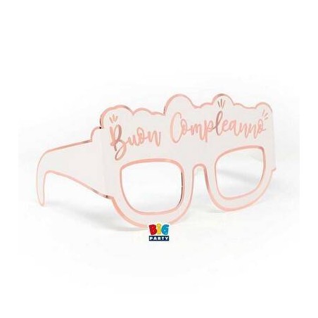 OCCHIALINI IN CARTA BUON COMPLEANNO ROSE GOLD 6pz