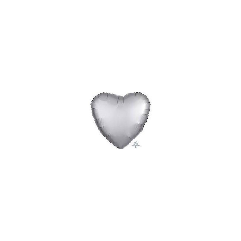 PALLONE MYLAR CUORE 17 42cm SATIN PLATINUM