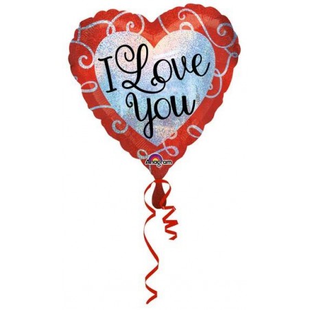 PALLONE MYLAR SPARKLE HEART LOVE YOU 42cm