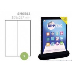 ETICHETTE APPTAC SM0583 105x297mm IN F.TO A4 BIANCHE NON RIMOVIBILI 100pz