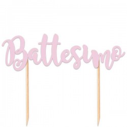 CAKE TOPPER ITALIC BATTESIMO ROSA 20x13cm