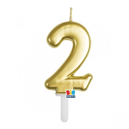 CANDELINA NUMERO 2 TINY PLUMP ORO METAL 7cm