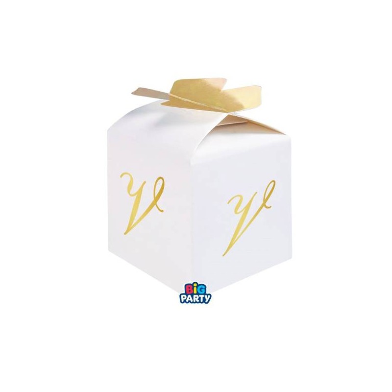 SCATOLINA CUBETTO PORTACONFETTI 5x7x5cm LETTERA V 10pz