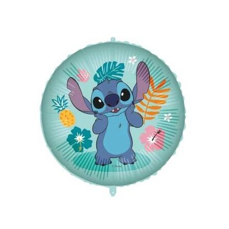 PALLONE MYLAR TONDO 45cm STITCH HAWAII