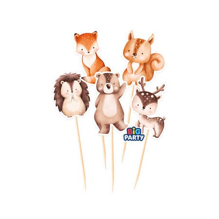 MINI CAKE TOPPER SAGOMATI WOOD ANIMALS 5pz