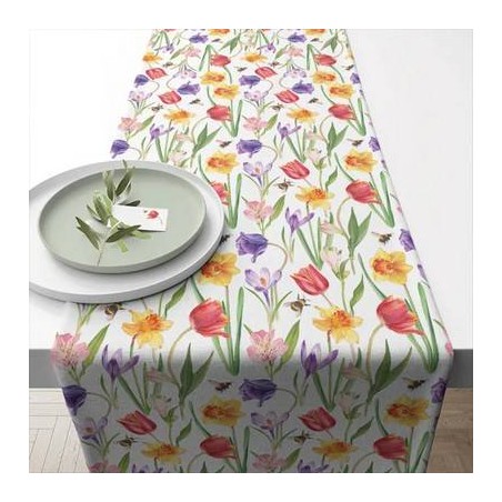 TABLERUNNER 40x150cm FLOWERS IN SPRING