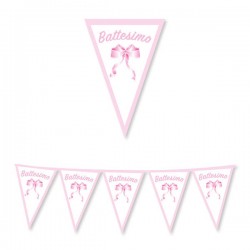 FESTONE BANDIERINE CARTA BATTESIMO ROSA 30x300cm