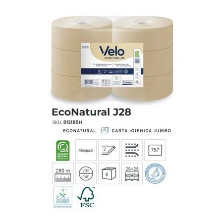 VELO NATURAL IGIENICA MAXI JUMBO J28 2V 280mt 6 ROTOLI