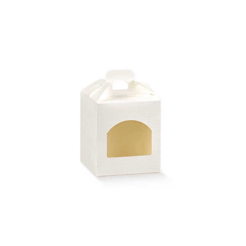 SCATOLA PORTA 1 VASETTO 9x9x10cm SETA BIANCO 10pz