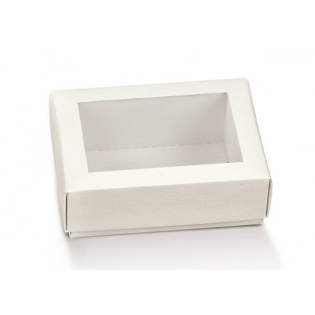 SCATOLA QUADRATA + COP C/FIN 10x10x4cm FIBRA BIANCO 10pz
