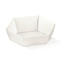 CESTA CARTONE ESAGONALE 29x23x8,5cm FIBRA BIANCO