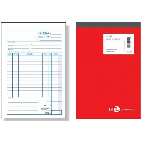 BLOCCO FATTURE 1 ALIQUOTA 15x22,5 3 COPIE BM 35fg