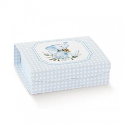 SCATOLA GIFT 7x7x3cm ELEFANTINO AZZURRO 10pz
