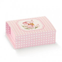 SCATOLA GIFT 7x7x3cm ELEFANTINO ROSA 10pz
