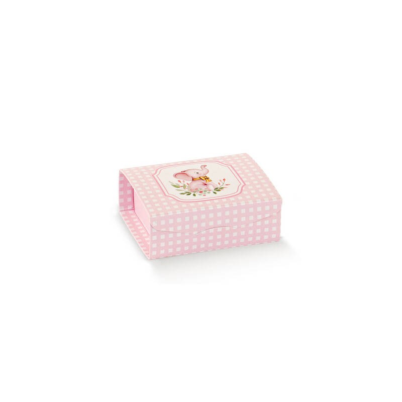 SCATOLA GIFT 7x7x3cm ELEFANTINO ROSA 10pz
