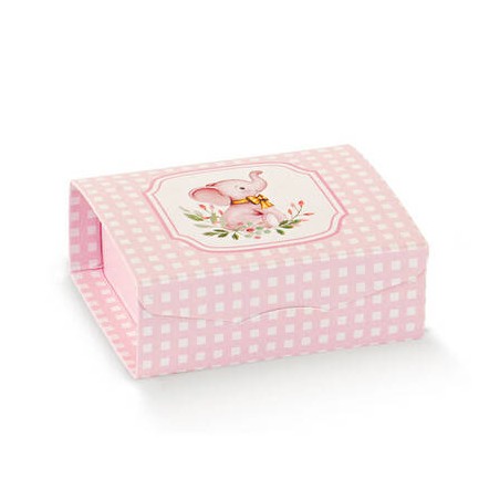 SCATOLA GIFT 7x7x3cm ELEFANTINO ROSA 10pz