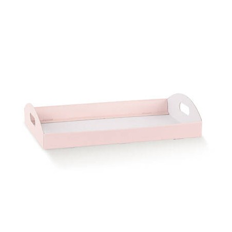 VASSOIO CARTONCINO C/MANIGLIE 43,5x29x4,5cm FIBRA ROSA