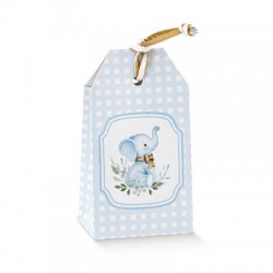 SCATOLA TAG 5,5x3x5x10cm ELEFANTINO AZZURRO 10pz