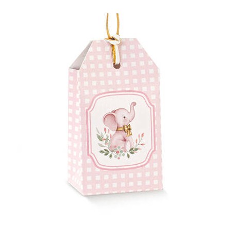 SCATOLA TAG 5,5x3x5x10cm ELEFANTINO ROSA 10pz