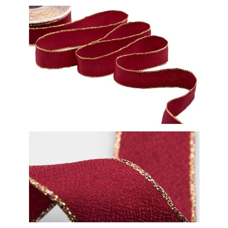 NASTRO ANIMATO SABLè BORDEAUX BORDI LUREX ORO mm25x25mt COL.46