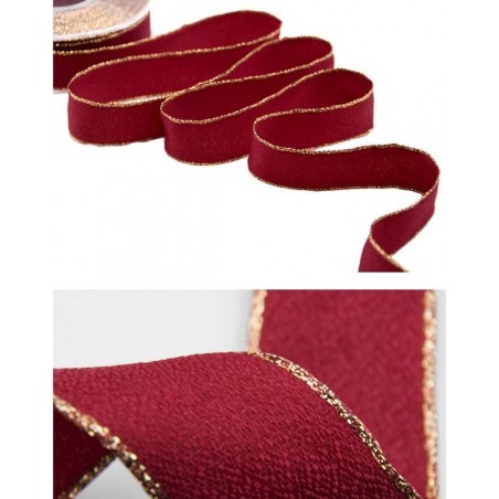 NASTRO ANIMATO SABLè BORDEAUX BORDI LUREX ORO mm25x25mt COL.46