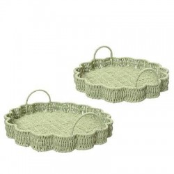 VASSOIO IN CORDA C/MANICI ø40x12cm FIORE VERDE