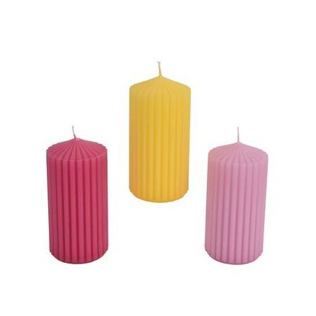 CANDELA RIGATA ø6x12cm 3COLORI ASS.TI 1pz