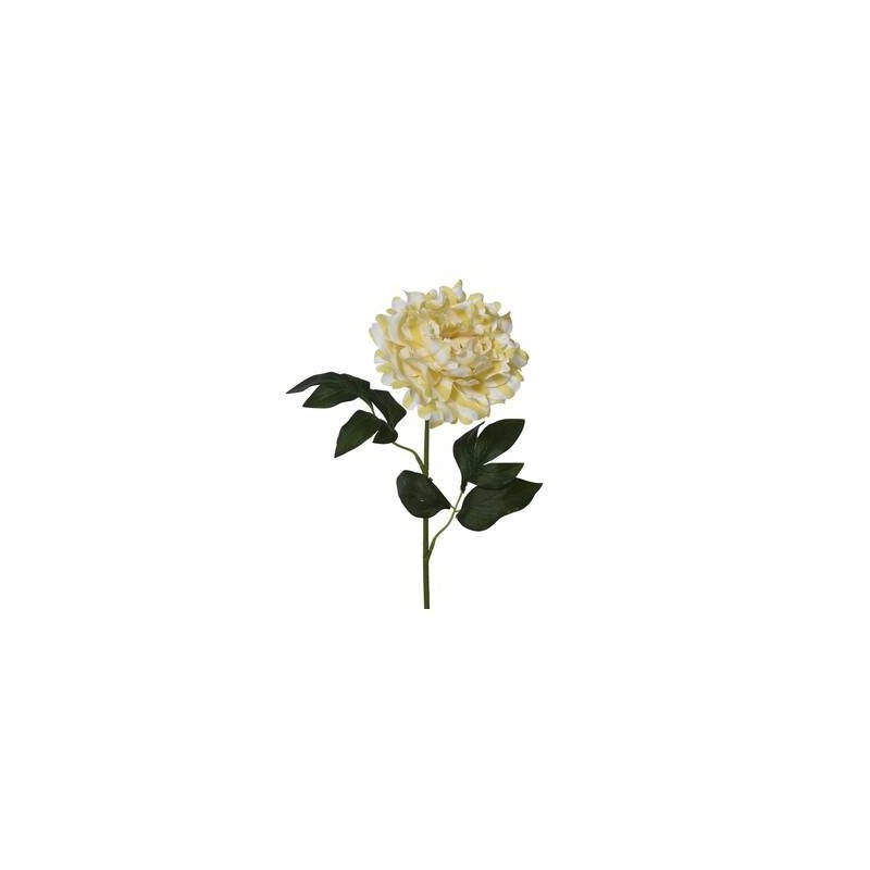 PEONIA SU STELO H.66cm GIALLO/BIANCO 1pz