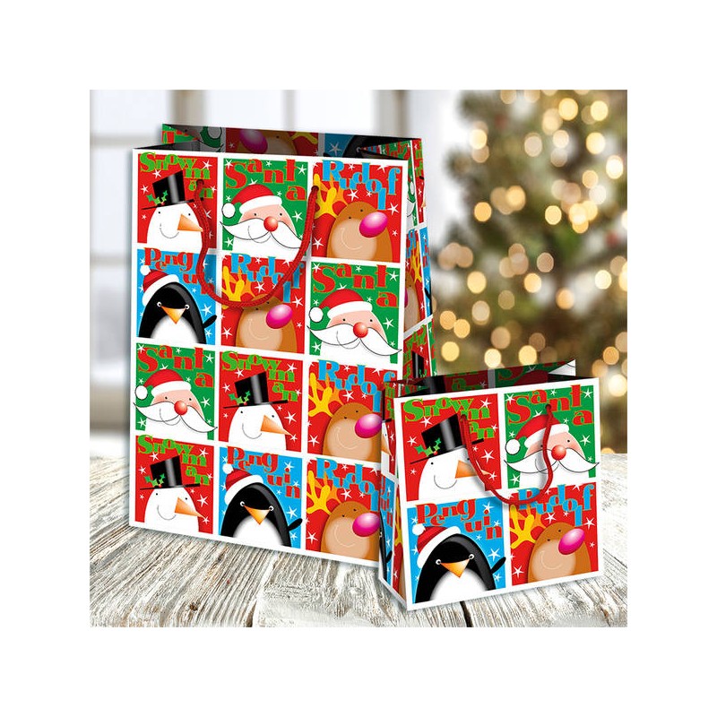 SHOPPER IN CARTA PLASTIFICATA LUCIDA 50x18x70cm SMILE NATALE