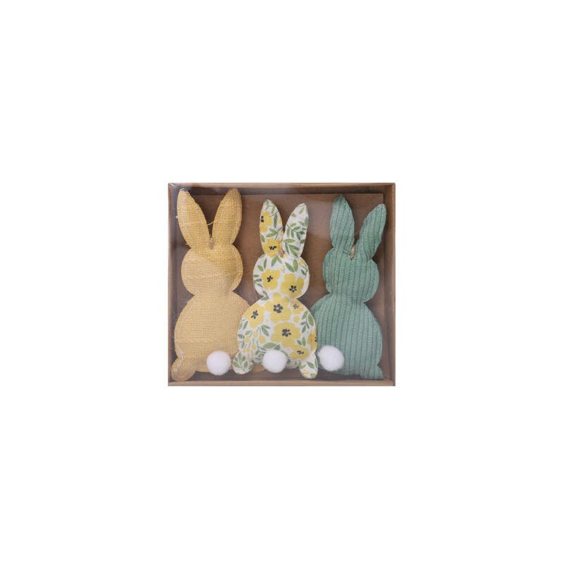 CONIGLIETTI IN TESSUTO DA APPENDERE 15cm ASS.TI 6pz