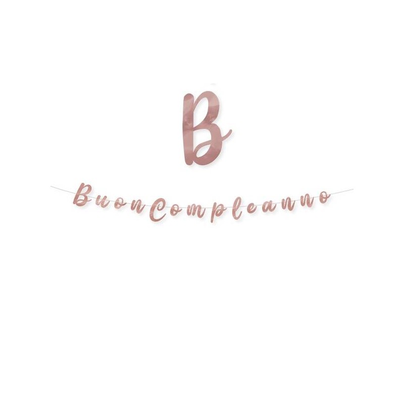 FESTONE ITALIC BUON COMPLEANNO ROSEGOLD METAL cm15x3mt